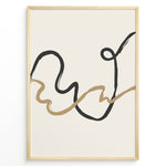Indlæs billede til gallerivisning Framed minimalist abstract poster with black and beige curved lines on a light cream background.
