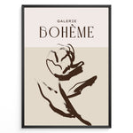 Indlæs billede til gallerivisning Framed Galerie Bohème poster featuring abstract brown floral line art on beige and light cream background.
