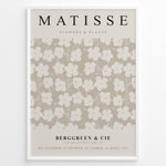Indlæs billede til gallerivisning Framed Matisse Flowers &amp; Plants poster featuring beige and cream floral pattern with Berggruen &amp; Cie text at the bottom.
