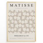 Indlæs billede til gallerivisning Framed Matisse Flowers &amp; Plants poster featuring beige and cream floral pattern with Berggruen &amp; Cie text at the bottom.
