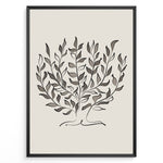 Indlæs billede til gallerivisning Framed minimalist botanical poster with abstract hand-drawn leaves in brown and black tones on a light beige background.
