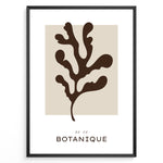 Indlæs billede til gallerivisning Framed “Botanique No.06” poster with abstract brown leaf design on a soft beige background in minimalist modern style.
