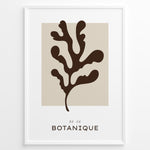 Indlæs billede til gallerivisning Framed “Botanique No.06” poster with abstract brown leaf design on a soft beige background in minimalist modern style.
