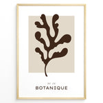 Indlæs billede til gallerivisning Framed “Botanique No.06” poster with abstract brown leaf design on a soft beige background in minimalist modern style.
