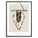 Indlæs billede til gallerivisning Framed “Minimalist Collection” poster with abstract brown line art of a wall hanging on a beige background in boho minimalist style.

