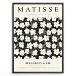 Indlæs billede til gallerivisning Framed Matisse Flowers &amp; Plants art poster with black and white floral pattern and minimalist typography.
