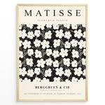 Indlæs billede til gallerivisning Framed Matisse Flowers &amp; Plants art poster with black and white floral pattern and minimalist typography.
