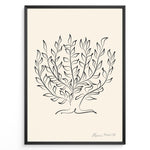 Indlæs billede til gallerivisning Framed Henri Matisse botanical line art poster with black abstract leaf design on a beige background.
