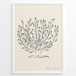 Indlæs billede til gallerivisning Framed Henri Matisse botanical line art poster with black abstract leaf design on a beige background.
