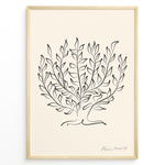 Indlæs billede til gallerivisning Framed Henri Matisse botanical line art poster with black abstract leaf design on a beige background.
