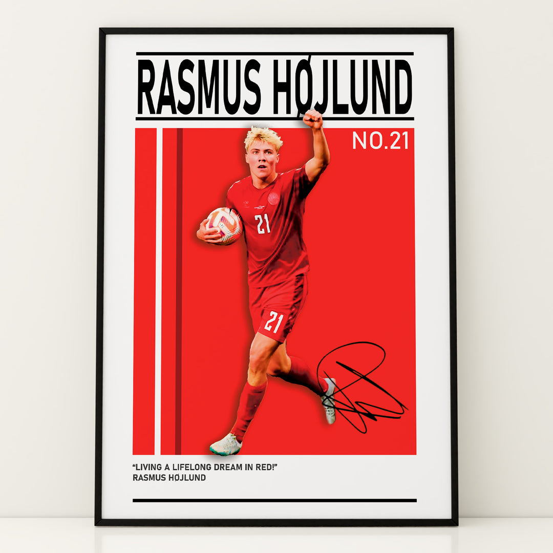 Fodbold plakat | Fodbold plakater | Rasmus Højlund Fodbold Plakat | Danmark | Perfekt til Den Ægte Fan | Plakaty.dk