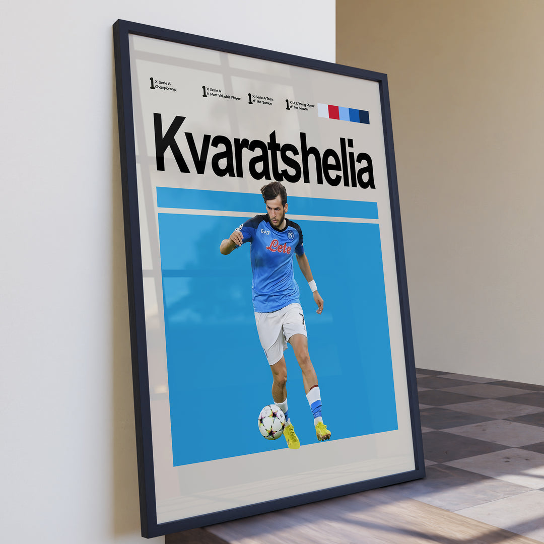 Fodbold plakat | Fodbold plakater | Khvicha Kvaratskhelia Fodbold Plakat | Perfekt til Den Ægte Fan | Plakaty.dk