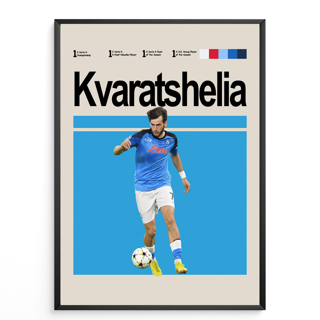 Fodbold plakat | Fodbold plakater | Khvicha Kvaratskhelia Fodbold Plakat | Perfekt til Den Ægte Fan | Plakaty.dk