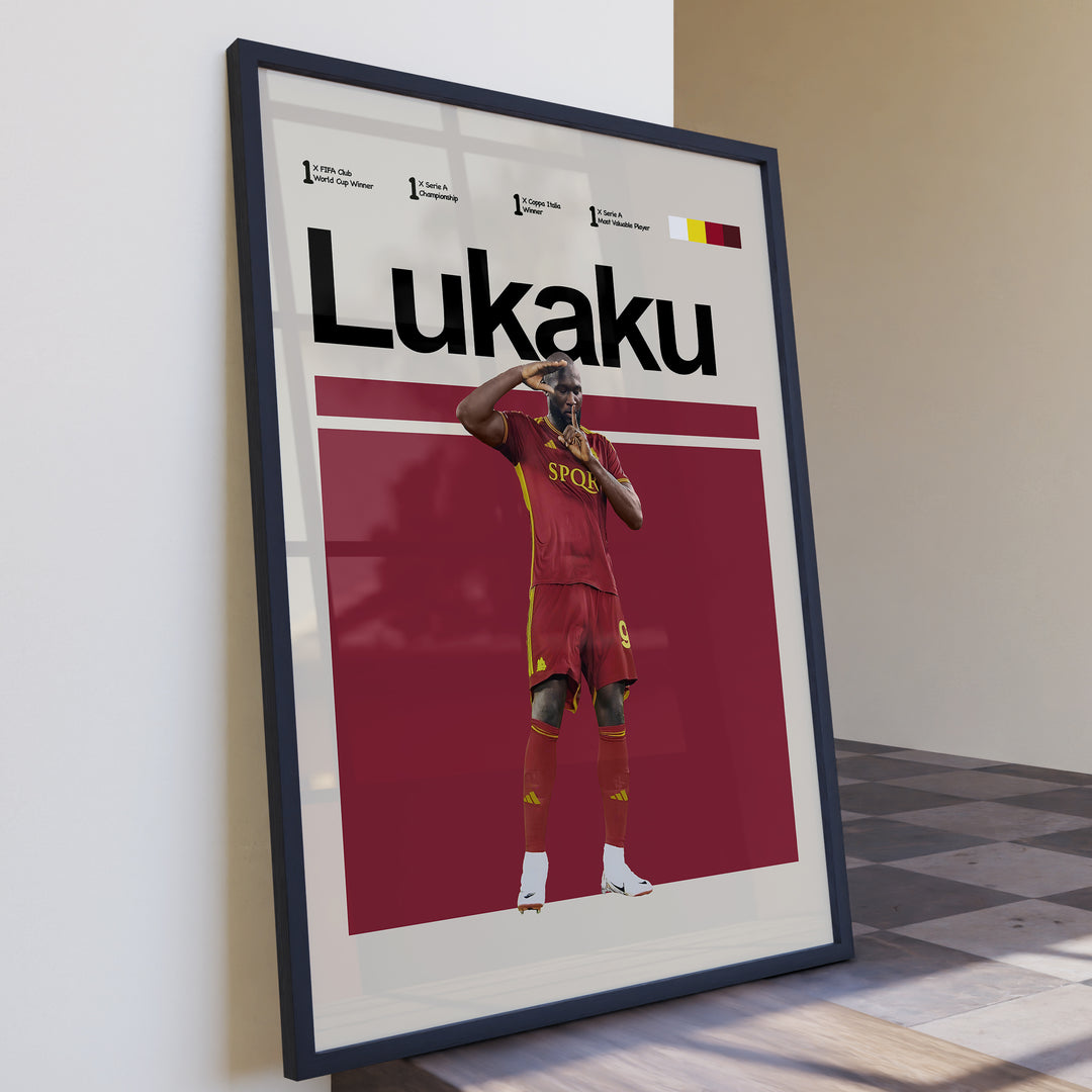 Fodbold plakat | Fodbold plakater | Romelu Lukaku Fodbold Plakat | Styrke, Færdigheder, Målsnedker | Plakaty.dk