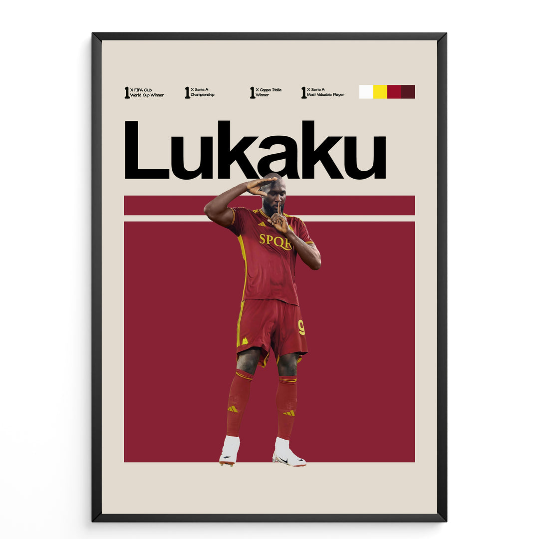 Fodbold plakat | Fodbold plakater | Romelu Lukaku Fodbold Plakat | Styrke, Færdigheder, Målsnedker | Plakaty.dk