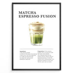 Indlæs billede til gallerivisning Matcha espresso fusion recipe illustration with layered matcha, milk, and espresso.
