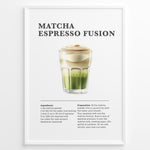 Indlæs billede til gallerivisning Matcha espresso fusion recipe illustration with layered matcha, milk, and espresso.
