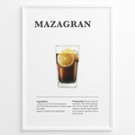 Indlæs billede til gallerivisning Mazagran iced coffee recipe illustration with espresso, lemon slice, and ice cubes.
