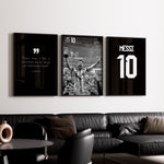 Indlæs billede til gallerivisning Lionel Messi Fodbold Plakat | Til FC Barcelona Fans | Tre plakater der hylder Lionel Messi med billede, citat og hans ikoniske nummer 10. Perfekt til fodboldfans og Messi-entusiaster.
