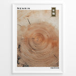 Indlæs billede til gallerivisning Japanske plakater | Japanese minimalist poster showing detailed concentric tree rings, representing the passage of time and growth.
