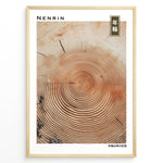 Indlæs billede til gallerivisning Japanske plakater | Japanese minimalist poster showing detailed concentric tree rings, representing the passage of time and growth.
