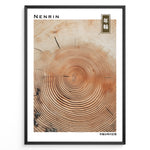Indlæs billede til gallerivisning Japanske plakater | Japanese minimalist poster showing detailed concentric tree rings, representing the passage of time and growth.
