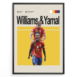 Indlæs billede til gallerivisning Williams &amp; Yamal fodbold plakat | Spanien landsholdstrøjer i rød med ikonisk jubel – perfekt til fans af herrefodbold og La Roja
