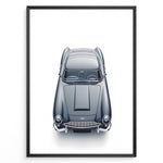 Indlæs billede til gallerivisning Top-view illustration of a classic Aston Martin DB5 in a minimalist poster design.
