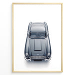 Indlæs billede til gallerivisning Top-view illustration of a classic Aston Martin DB5 in a minimalist poster design.
