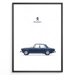 Indlæs billede til gallerivisning Classic Peugeot blue sedan side view minimalist illustration
