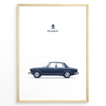Indlæs billede til gallerivisning Classic Peugeot blue sedan side view minimalist illustration
