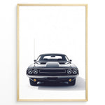 Indlæs billede til gallerivisning Front view illustration of a classic Dodge Challenger muscle car
