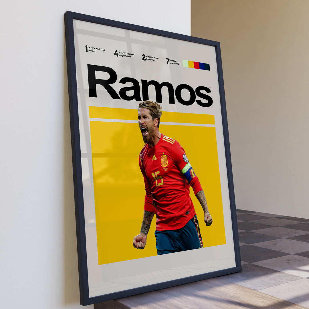 Fodbold plakat | Fodbold plakater | Sergio Ramos Fodbold Plakat 02 | Legendarisk Tribute til Den Ægte Fan | Plakaty.dk