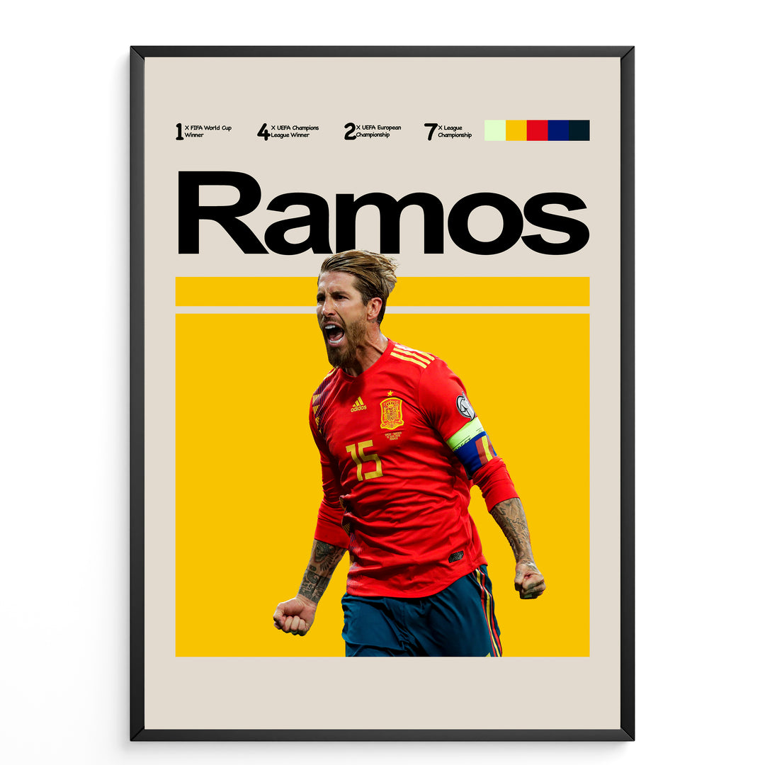 Fodbold plakat | Fodbold plakater | Sergio Ramos Fodbold Plakat 02 | Legendarisk Tribute til Den Ægte Fan | Plakaty.dk