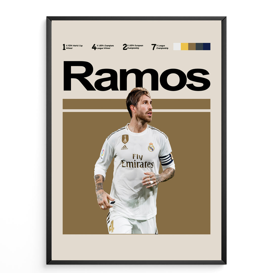 Fodbold plakat | Fodbold plakater | Sergio Ramos Fodbold Plakat 01 | Legendarisk Tribute til Den Ægte Fan | Plakaty.dk