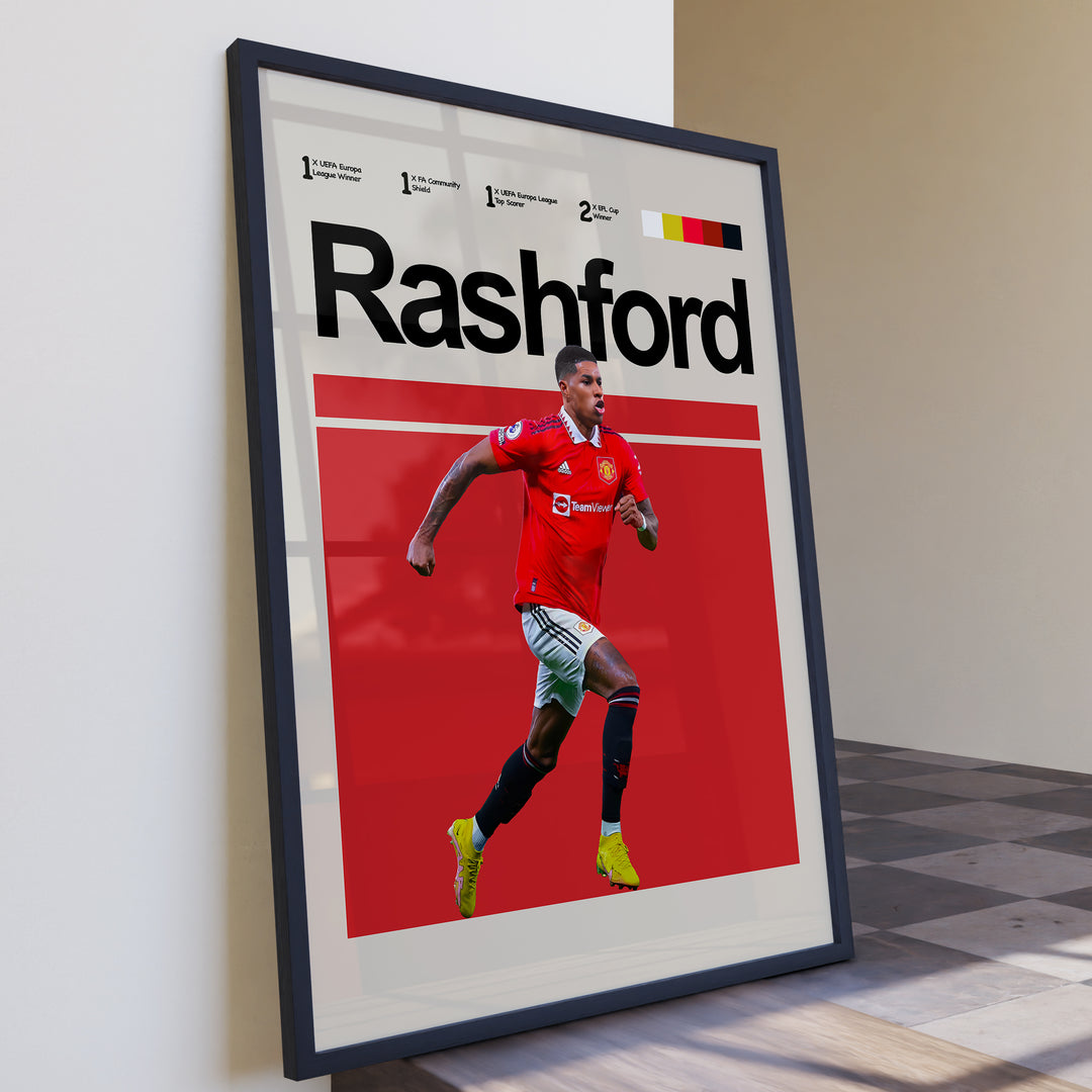 Fodbold plakat | Fodbold plakater | Marcus Rashford Fodbold Plakat | Hjerte, Hastighed, Helt | Plakaty.dk