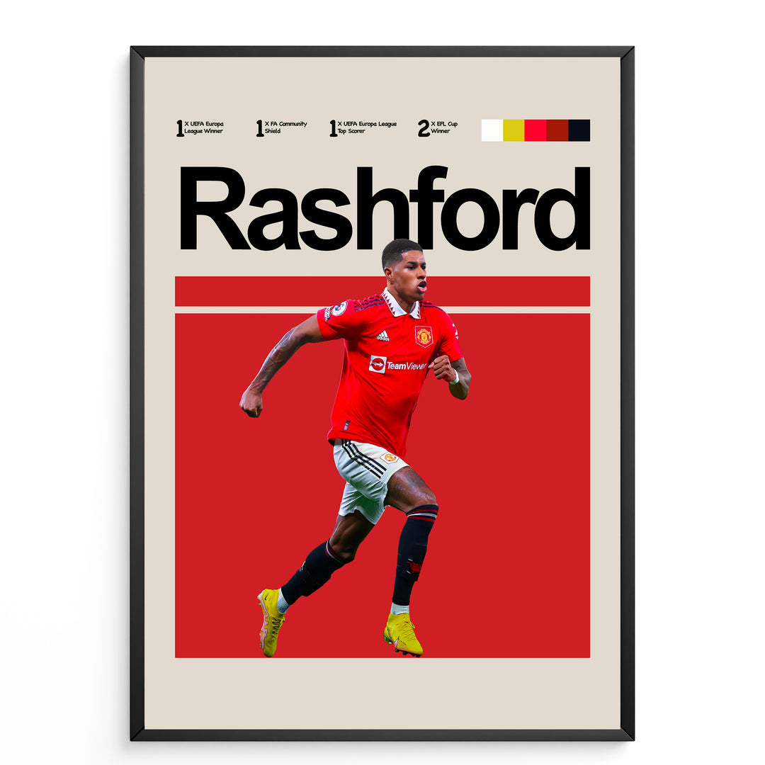 Fodbold plakat | Fodbold plakater | Marcus Rashford Fodbold Plakat | Hjerte, Hastighed, Helt | Plakaty.dk