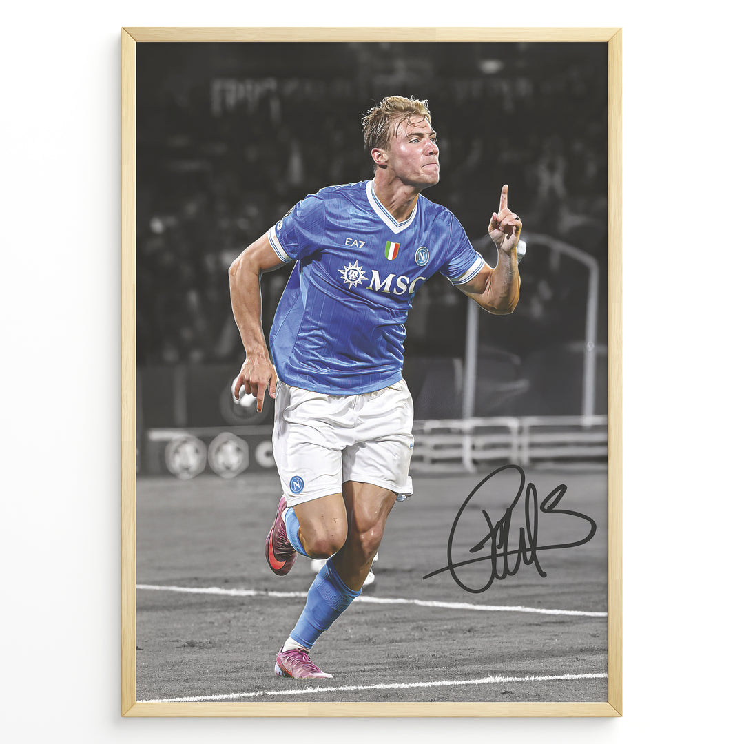 Fodbold plakat | Fodbold plakater | Rasmus Højlund Fodbold Plakat | Danmark | Perfekt til Den Ægte Fan | Plakaty.dk