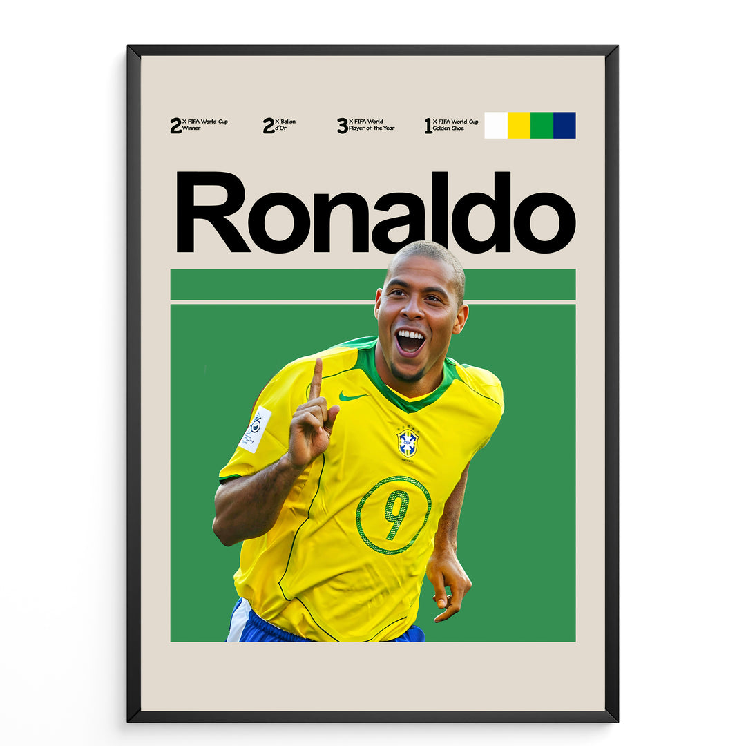 Fodbold plakat | Fodbold plakater | Ronaldo Nazario Fodbold Plakat 02 | Legendarisk Tribute til Den Ægte Fan | Plakaty.dk