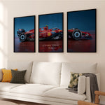 Indlæs billede til gallerivisning Scuderia Ferrari SF-24 Formula 1 car three-panel framed wall art plakat.
