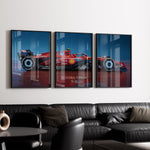 Indlæs billede til gallerivisning Scuderia Ferrari SF-24 Formula 1 car three-panel framed wall art plakat.
