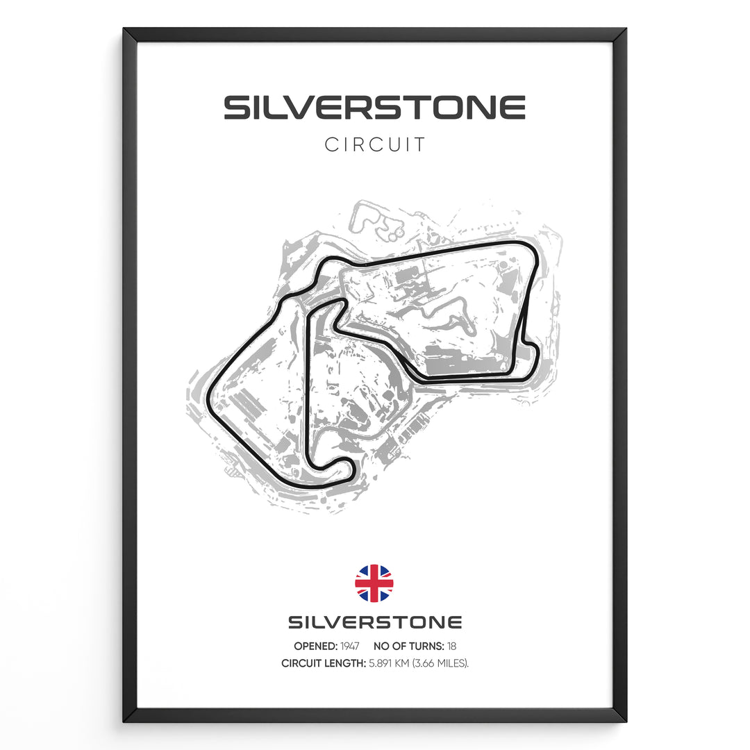 Silverstone Circuit Track Map Illustration Plakat