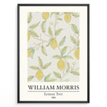 Indlæs billede til gallerivisning Framed William Morris Lemon Tree 1884 botanical art print plakat with yellow lemons and green leaves on a light background.
