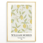 Indlæs billede til gallerivisning Framed William Morris Lemon Tree 1884 botanical art print plakat with yellow lemons and green leaves on a light background.
