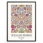 Indlæs billede til gallerivisning Framed William Morris Hyacinth 1887 floral art print plakat with colorful symmetrical flower and leaf design on a light background.
