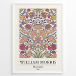 Indlæs billede til gallerivisning Framed William Morris Hyacinth 1887 floral art print plakat with colorful symmetrical flower and leaf design on a light background.
