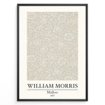 Indlæs billede til gallerivisning Framed William Morris Mallow 1877 art print plakat featuring intricate beige floral and leaf pattern on a light background.
