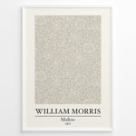 Indlæs billede til gallerivisning Framed William Morris Mallow 1877 art print plakat featuring intricate beige floral and leaf pattern on a light background.
