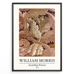 Indlæs billede til gallerivisning Framed William Morris Acanthus Forest 1874 art print plakat with intricate leaf patterns in brown and beige tones.

