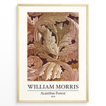 Indlæs billede til gallerivisning Framed William Morris Acanthus Forest 1874 art print plakat with intricate leaf patterns in brown and beige tones.

